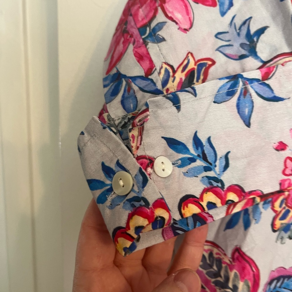 NWT Floral Short-Sleeve Blouse - Pink & Blue Floral - Picture 4 of 8